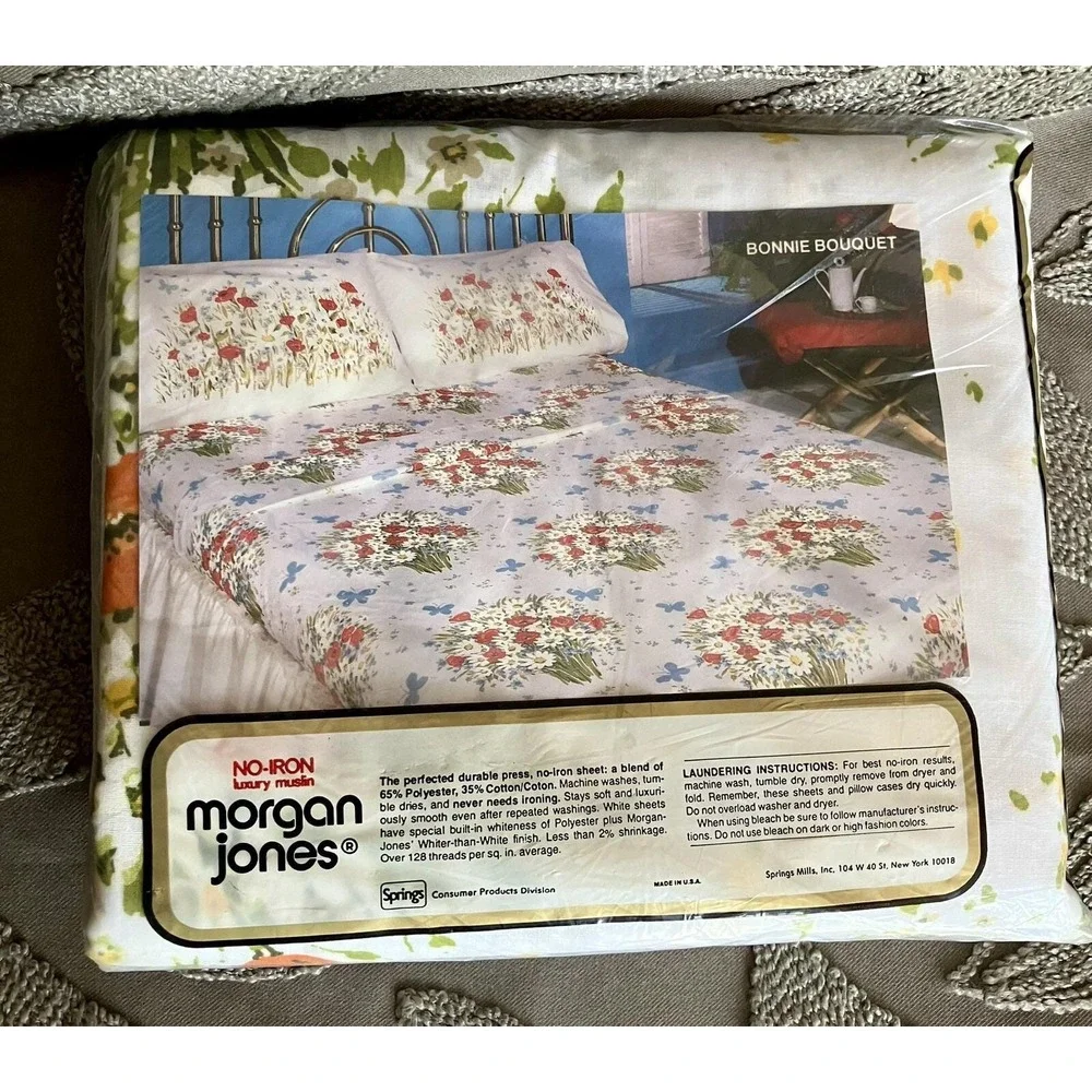 VTG Morgan Jones Spring Mills Queen Flat Luxury Muslin Bed Sheet Bonny Bouquet